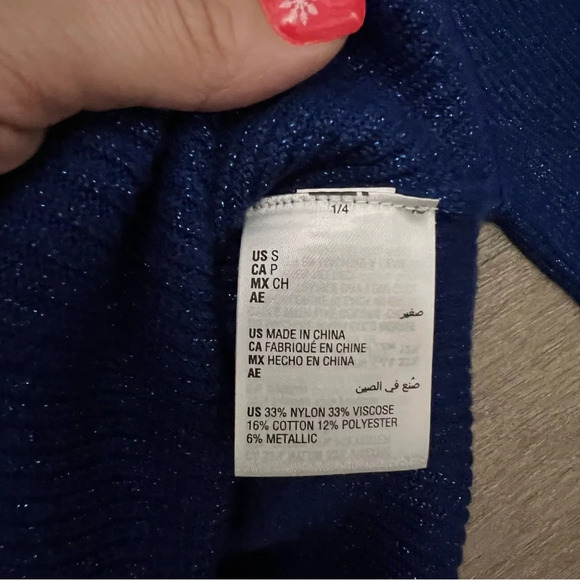 Womens Lurex Holiday Keyhole Tie Back Sweater Size Small - Picture 5 of 5